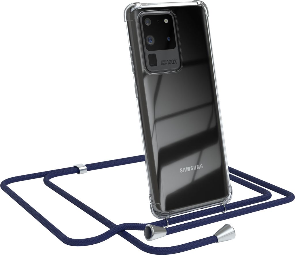 EAZY CASE Handykette kompatibel mit Samsung Galaxy S20 Ultra / S20 Ultra 5G, Handyhülle mit Umhängeband, Handykordel, Schutzhülle Clear, Band in...
