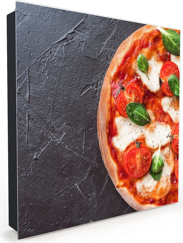 Nachbildung-Schlüsselkasten, Magnetpinnwand und Memoboard mit Glasfront Motiv Pizzadreiecke