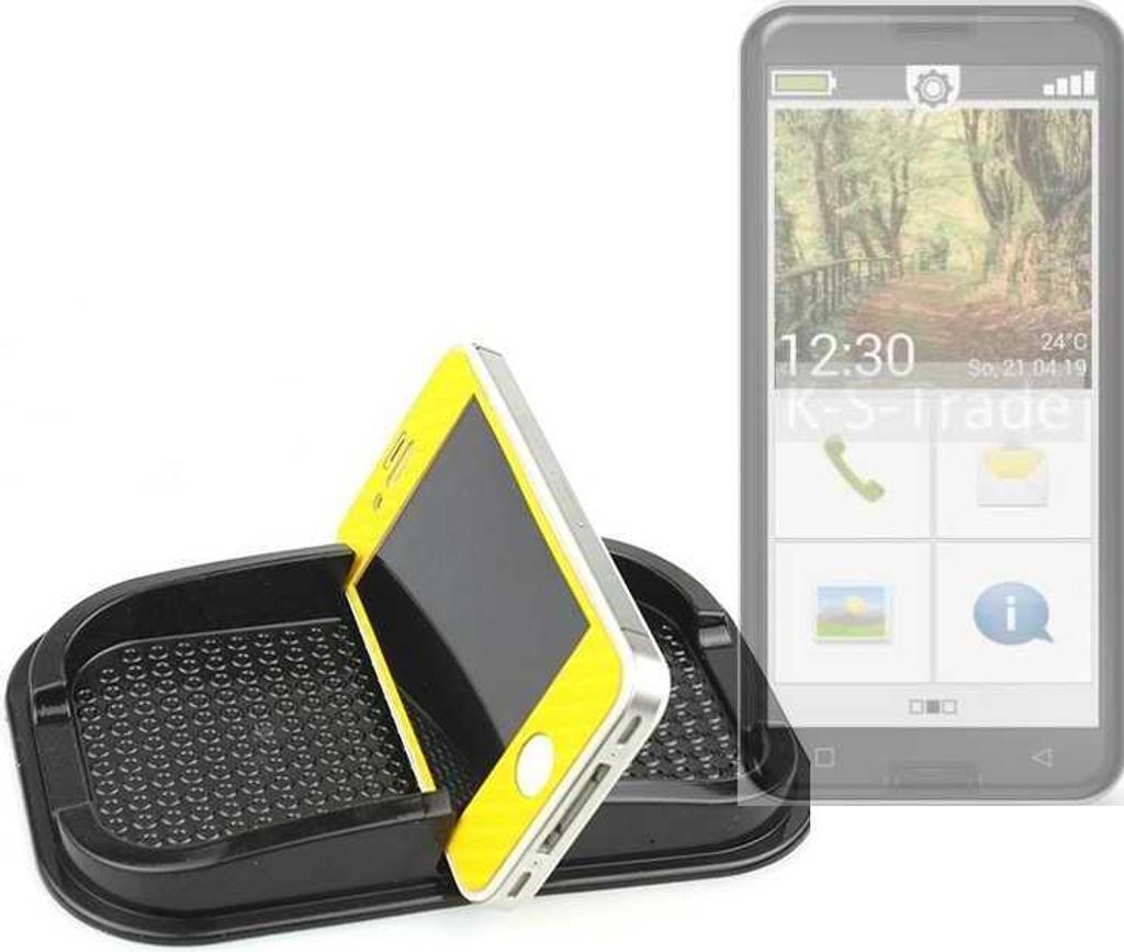 K-S-Trade Auto Anti Rutsch Matte Smartphone-Halter kompatibel mit Emporia Smart.3 Haft Pad Armaturenbrett Handy-Halterung Silikon