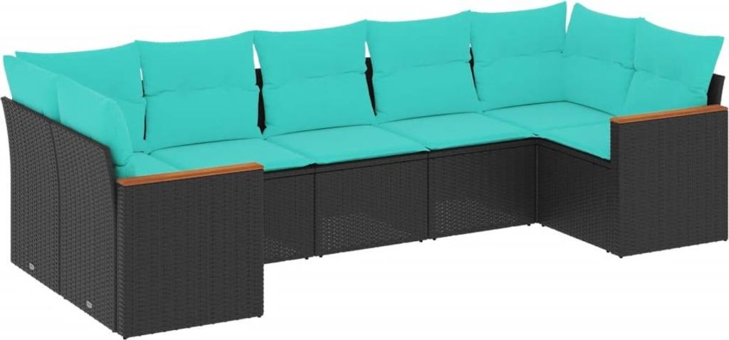 "SALE 2026" 7-teiliges Gartensofa-set - elegantes Design - Sitzgruppe mit Sofa, Tisch - mit Kissen, schwarzes Polyrattan - Terassenmöbel DEMöbel1...