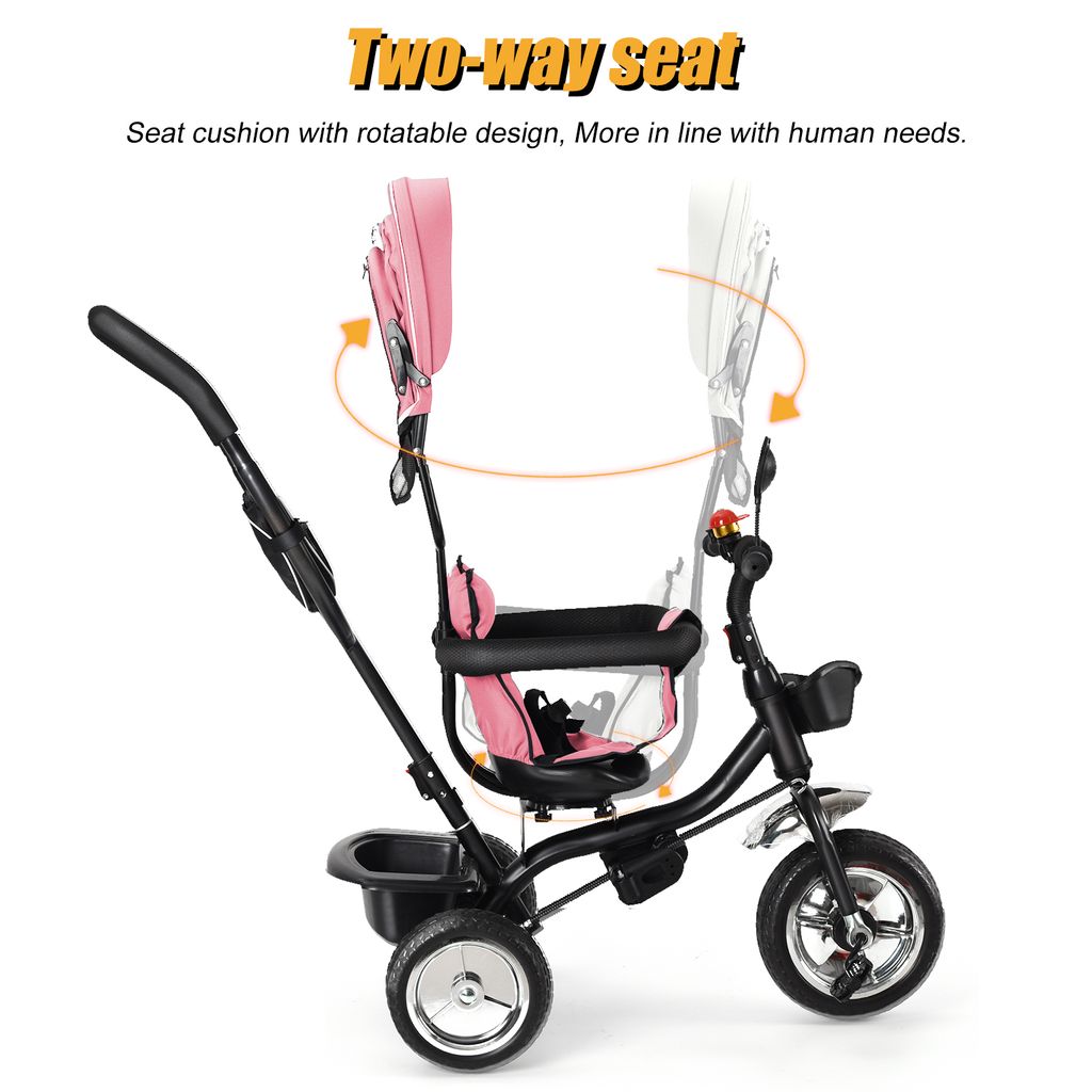 4 in 1 Baby-Dreirad Kinderdreirad Rosa