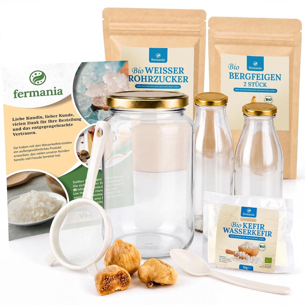 Wasserkefir Starter Set mit Japankristalle + Zubehör Produktbild 