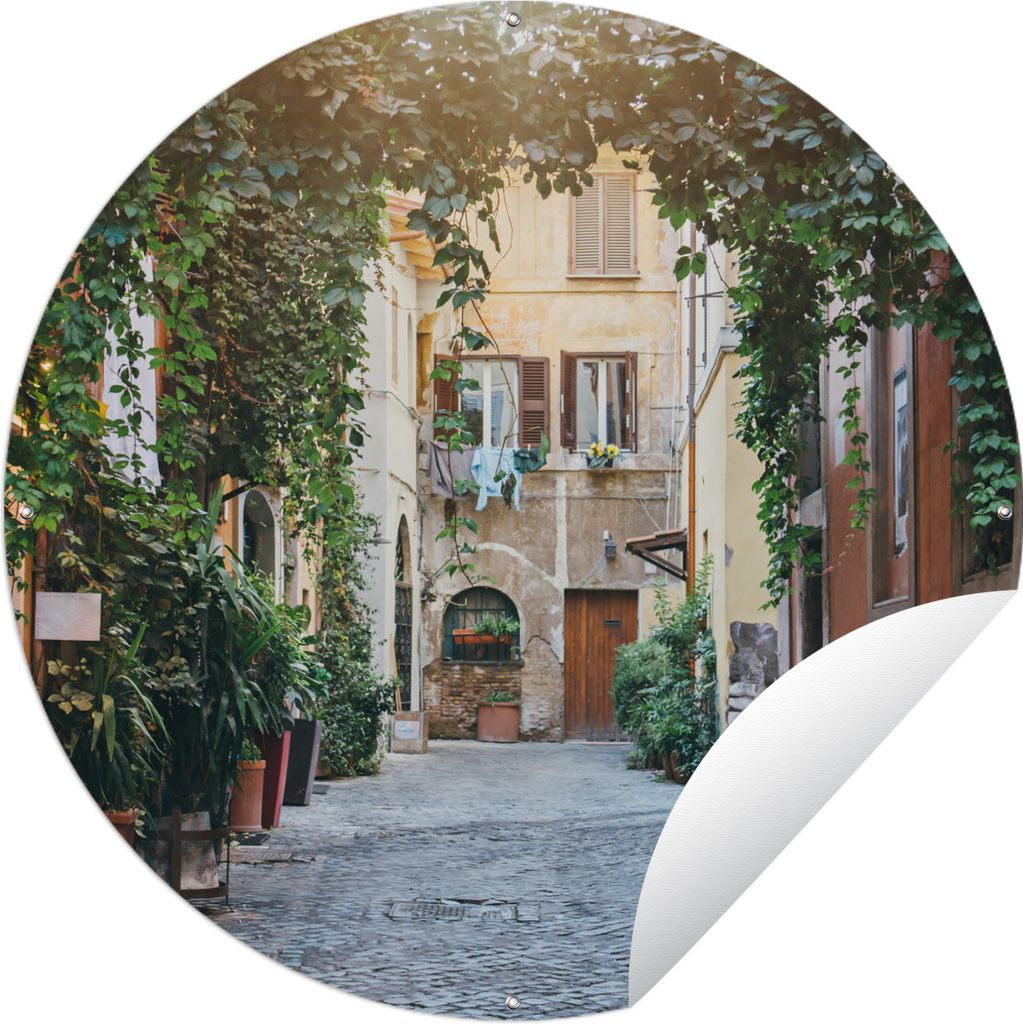 MuchoWow Gartenposter Outdoor-Poster Rund Italien - Straße - Schleicher Ø 90 cm Gartendeko Rundes Poster draußen