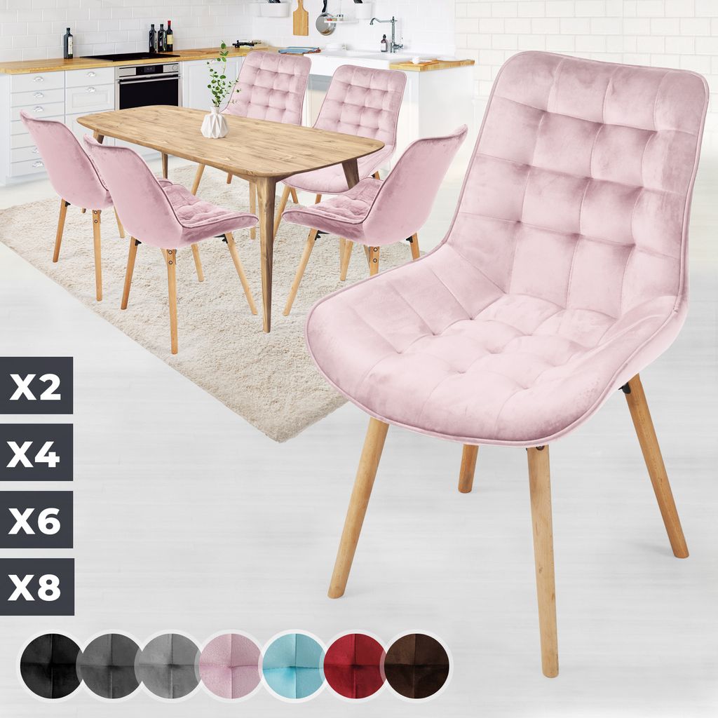 Tisch und 2 Stühle Samt Rosa Pink Sessel RETRO Esszimmerstuhl Rosa Stuhl Weiß DE 