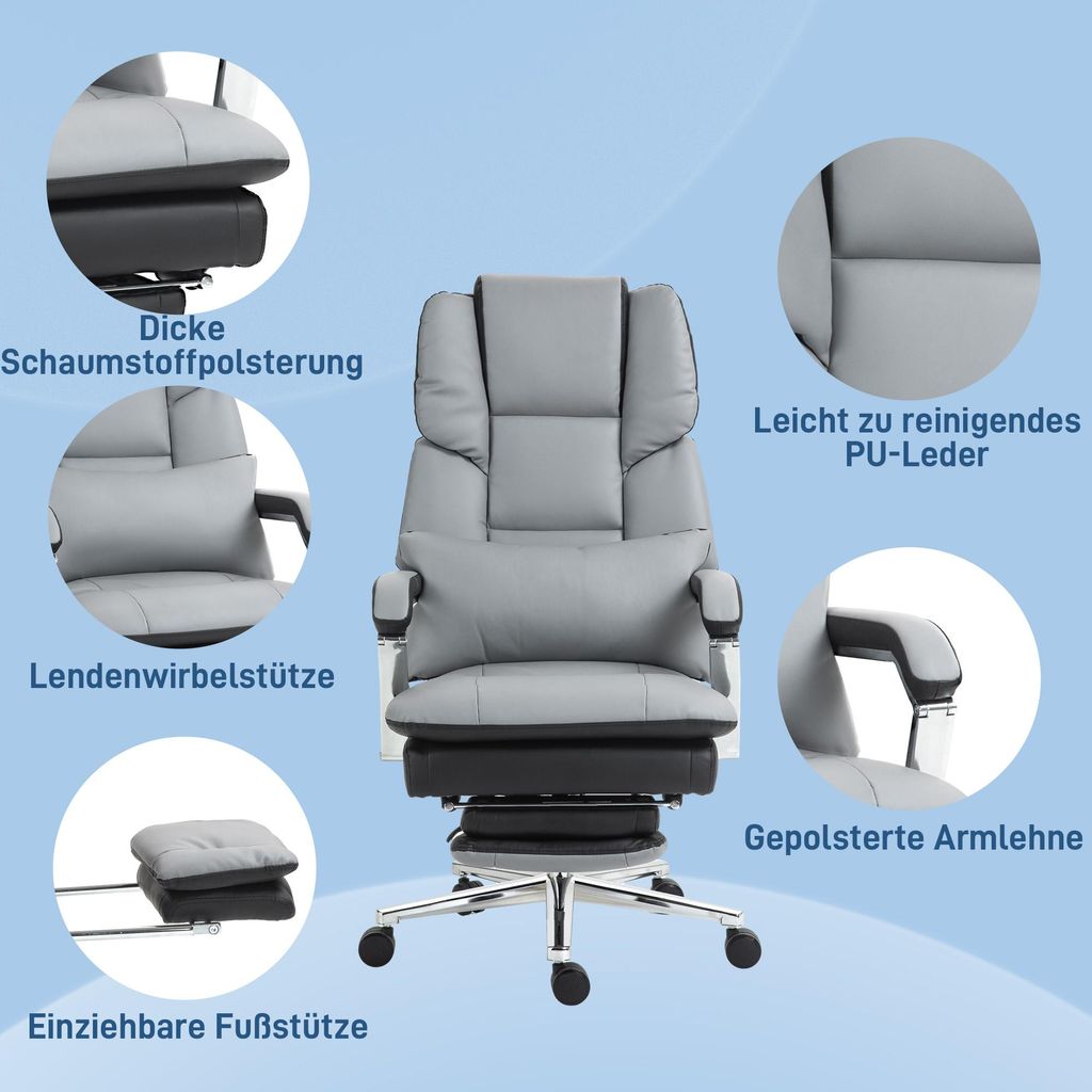 Yaheetech Sedia da Ufficio Scrivania Ergonomica Girevole a Rotelle