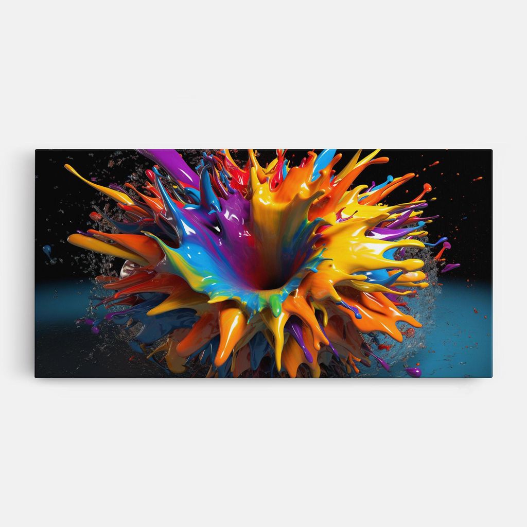 ARTHUB Leinwandbild 40x80 cm, 3d Color Splash | Wohnzimmerdekoration, Hängende Bilder, Wanddekoration, Heimdekoration, Abstrakte, Lebendige Farben