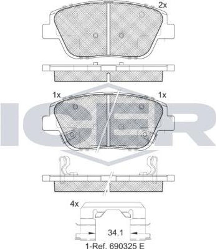ICER 182136 Bremsbelagsatz, Scheibenbremse OE 581013QA10 kompatibel mit Optima, Sonata, Grandeur
