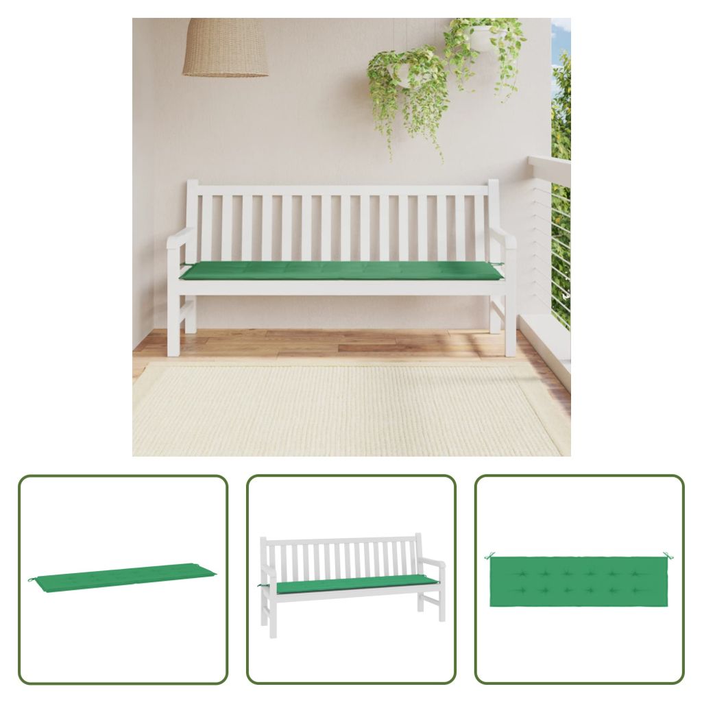 The Living Store Gartenbank-Auflage Grün 180x50x3 cm Oxford-Gewebe
