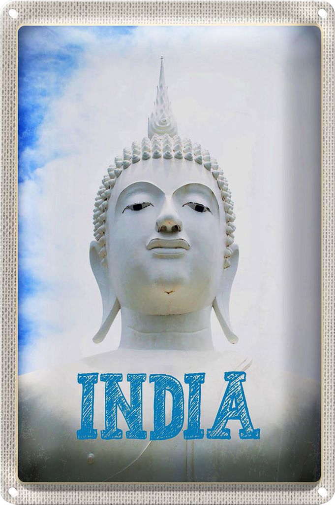 Blechschild Reise 40x30cm Indien Religion Hinduismus Skulptur