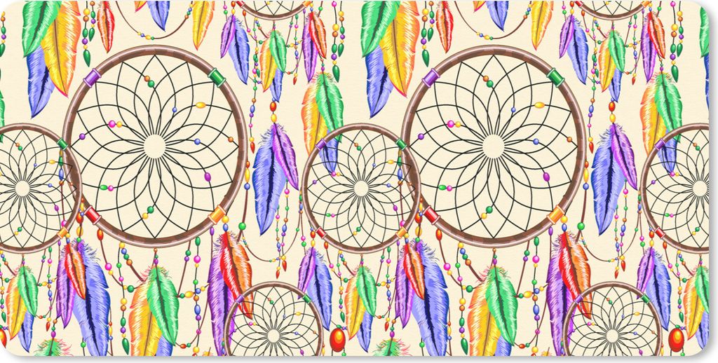 MuchoWow Mauspad Mousepad Traumfänger - Federn - Muster 60x30 cm - Mousepads - Maus Mat - Pad - Mausunterlage - Nachhaltig