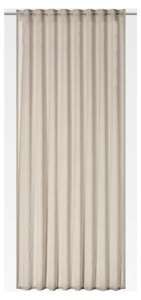 Gardine mit verdeckten Schlaufen in Beige-Creme, halbtransparent, 255x140cm, Vorhang für Wohnzimmer, Schlafzimmer, Küche, Flur, Kinderzimmer