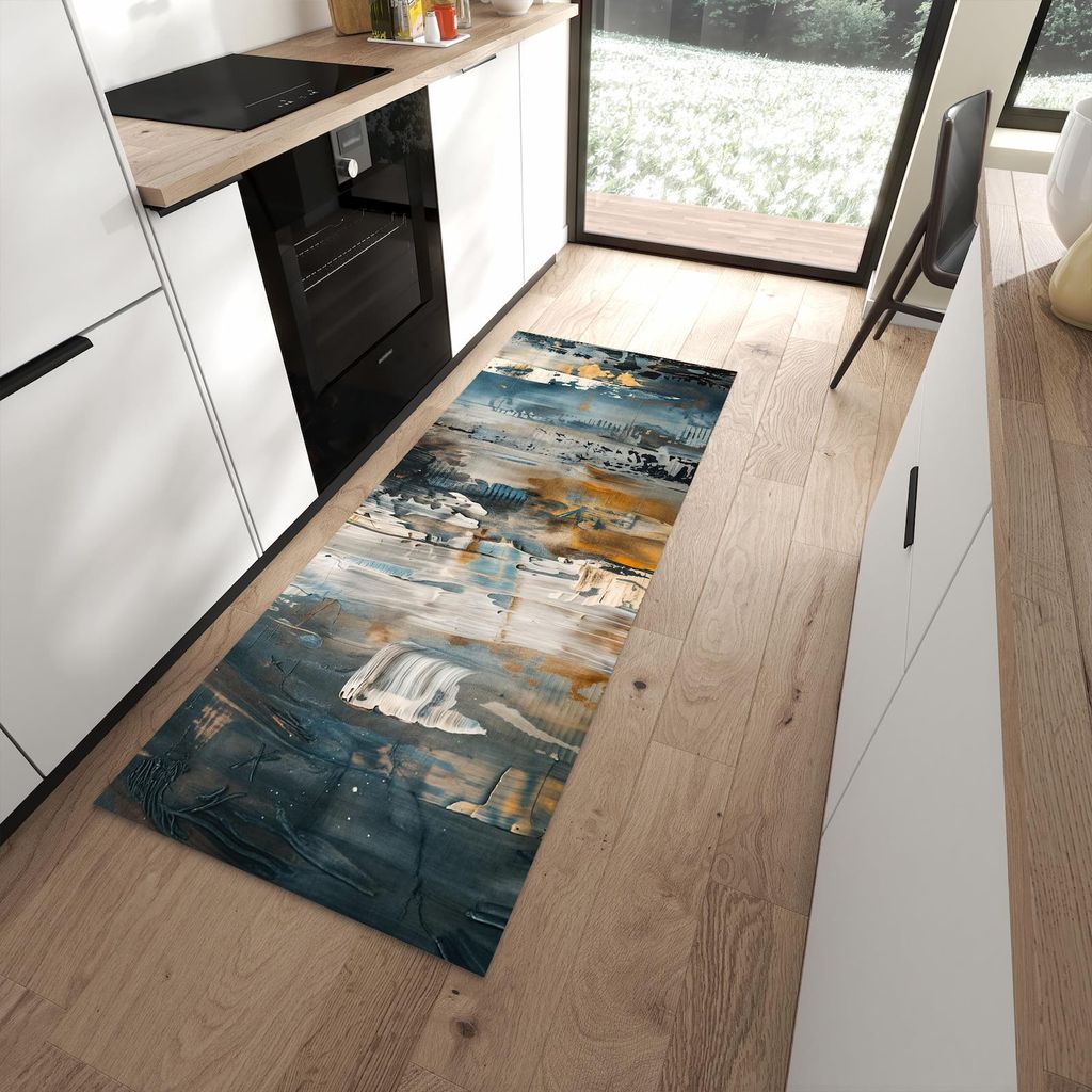Küchenteppich 80x200cm rutschfest & abwischbar PVC Läufer - Abstrakte Kunstwerke