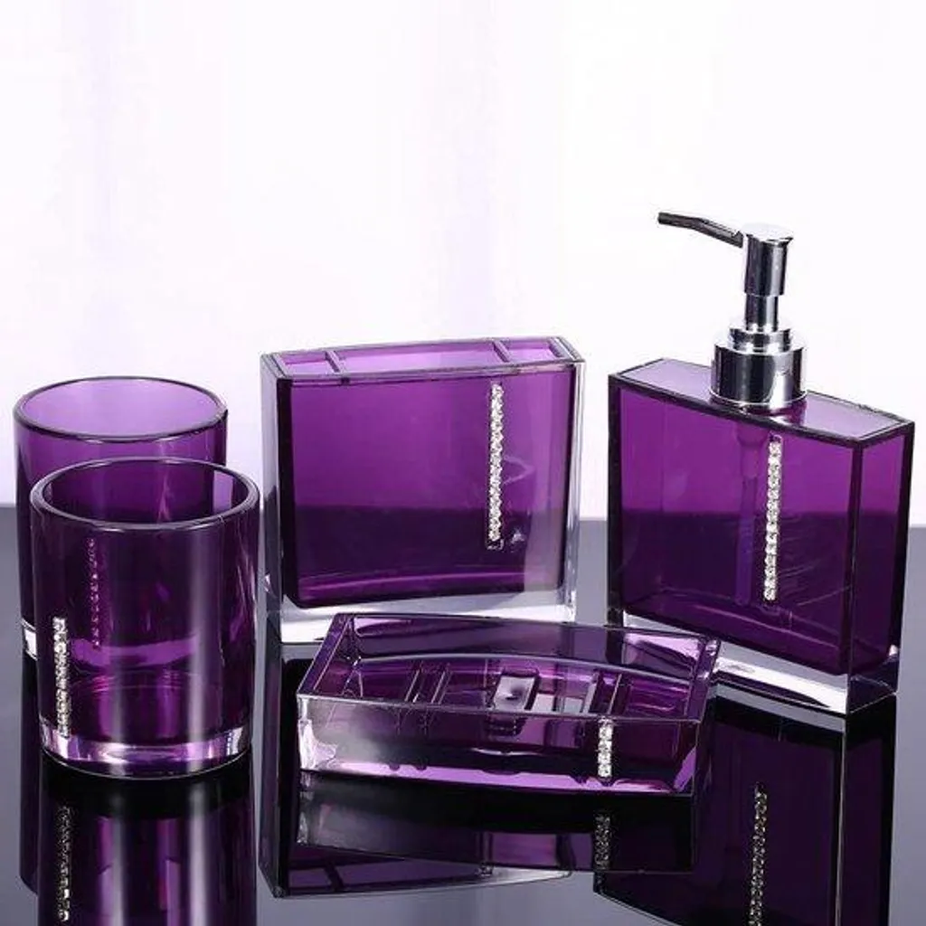 Organisateur de Salle de Bain Violet : Porte-Savon et Brosse à Dents en Lot