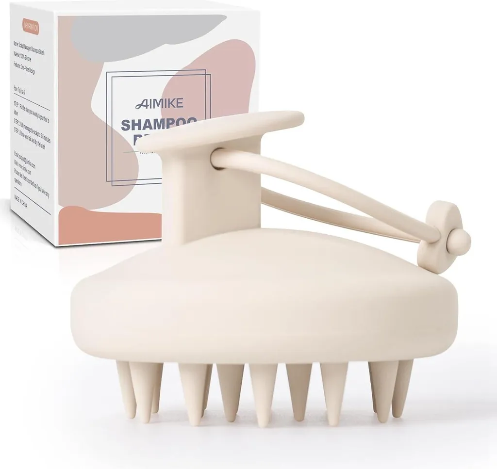 Brosse Massage Cuir Chevelu Écologique en Silicone Humide et Sec Coloris Sable