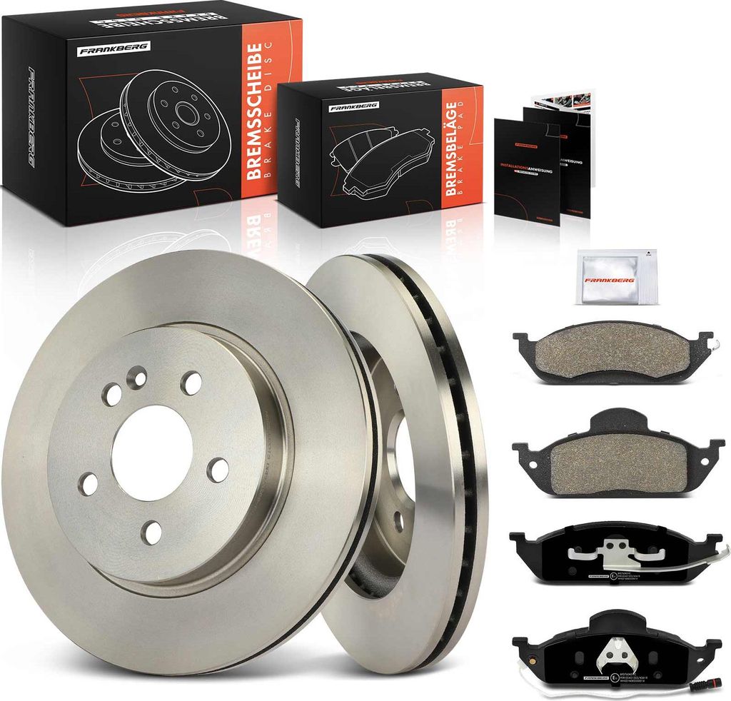 Frankberg 2x Bremsscheiben 4x Bremsbeläge Vorderachse für Mercedes-Benz M-Klasse W163 2.3L 2.7L 3.2L 4.3L 1998-2005
