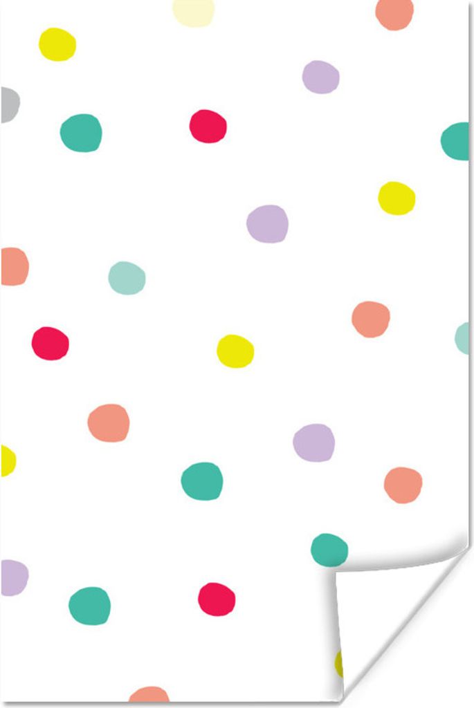 MuchoWow Poster Farbige Punkte - Illustration - Hintergrund - Kinder 40x60 cm - Plakate für die Wand - Poster Babyzimmer