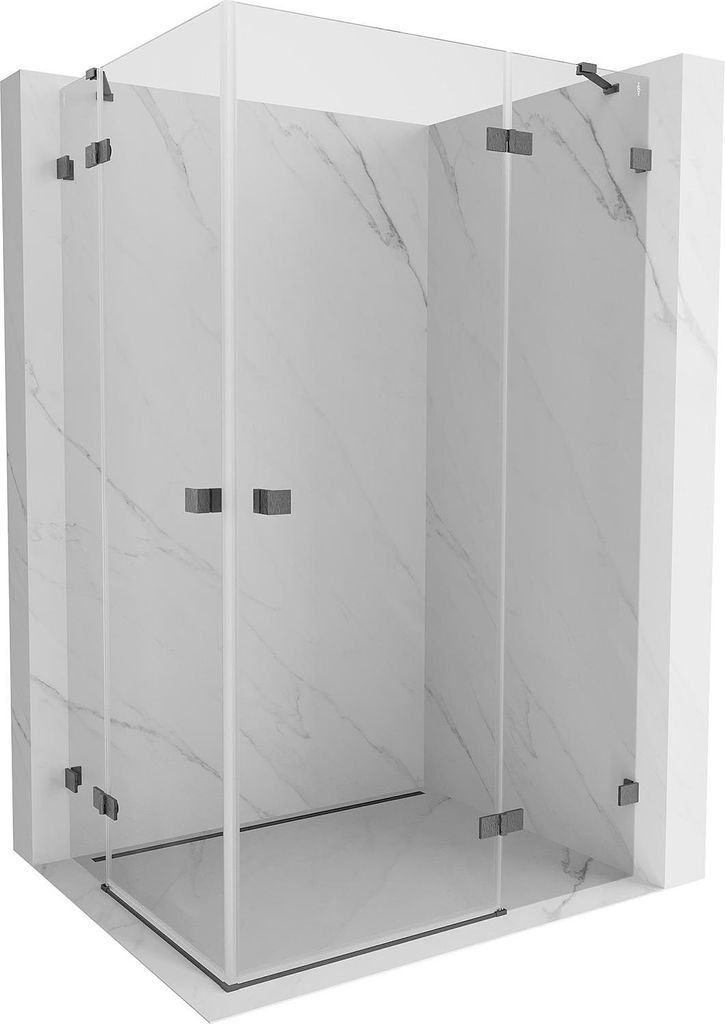 Mexen Lunar Duo Duschkabine schwenkbar rechts 120 x 85 , transparent, gebürstet gun gray - 834-120P-085L-66-00