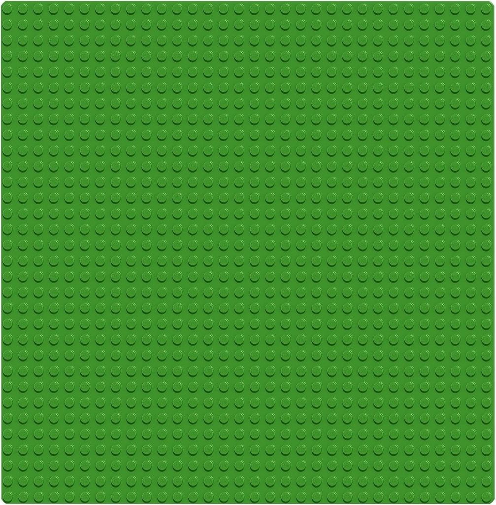 A green baseplate with studs for building blocks.