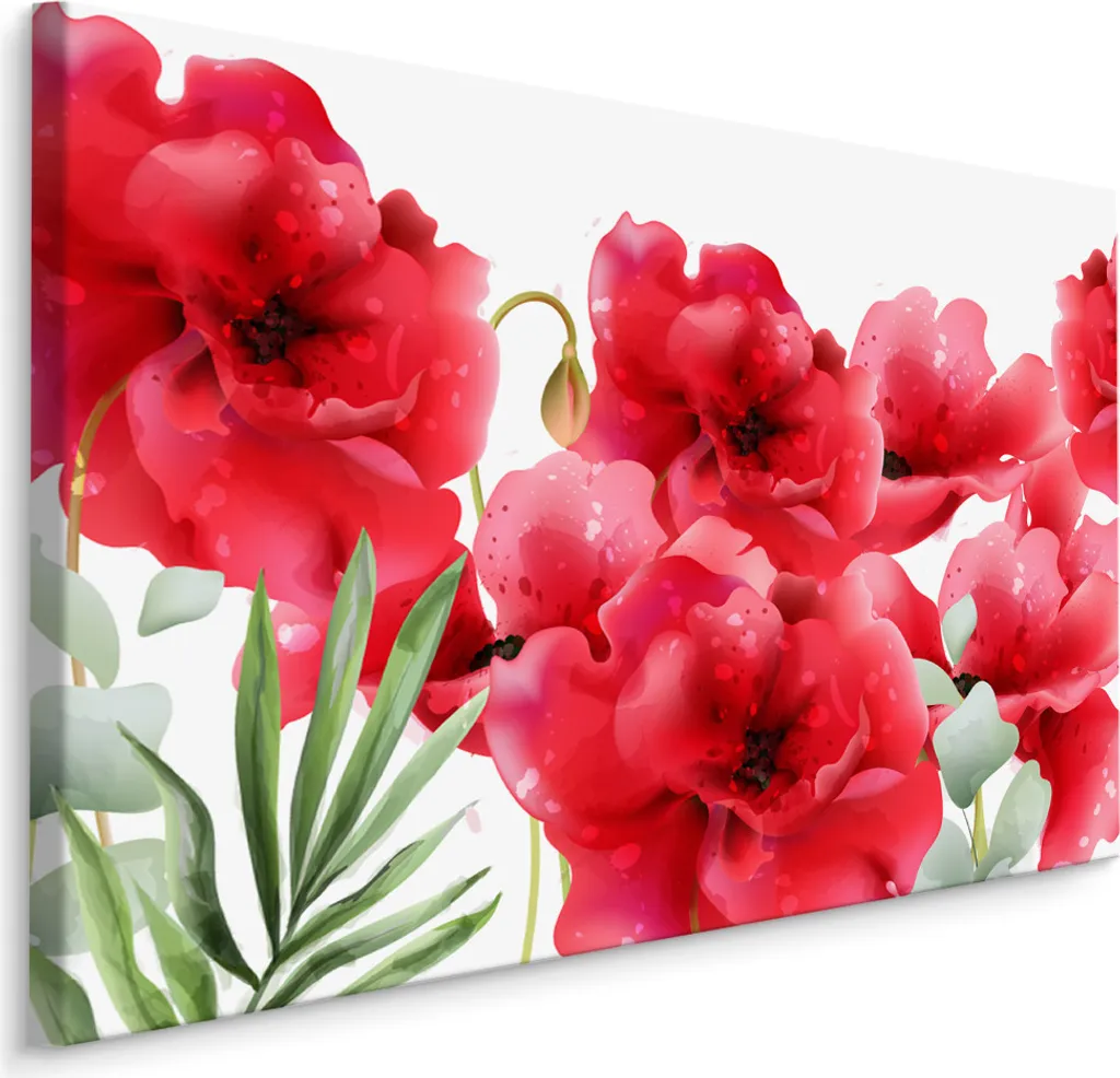 Quadro su Tela XXL 100x70 Papaveri Natura Stampa d'Arte Moderna