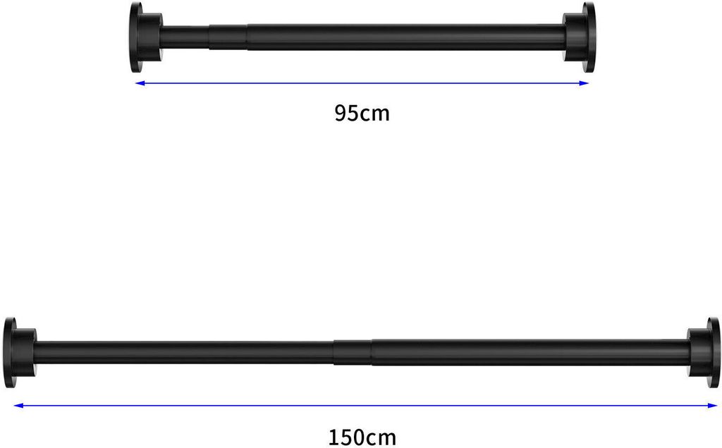 Duschvorhangstange Teleskop Klemm Vorhang Kleider Stange Duschvorhang Ständer Stange Schwarz 95-150cm