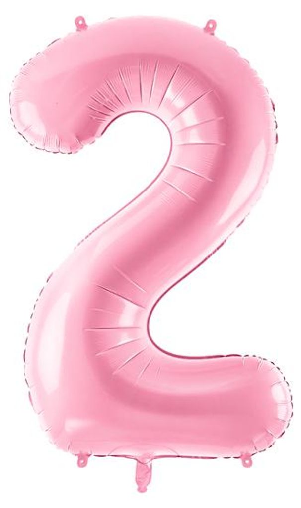 Folienballon Zahl „2“, 86cm, rosa Produktbild 