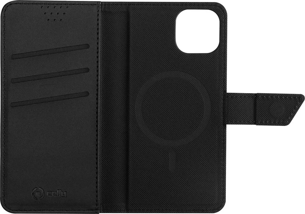 Celly WALLYMAG Custodia Elegante in Ecopelle Nera 6.1" con MagSafe - 2