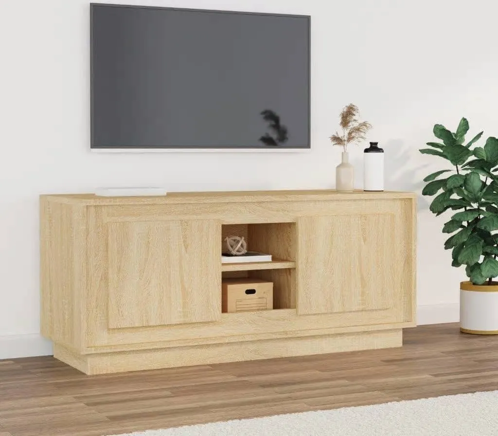 Supporto TV Rovere Sonoma 102 cm | Mobiletto Soggiorno Moderno Legno