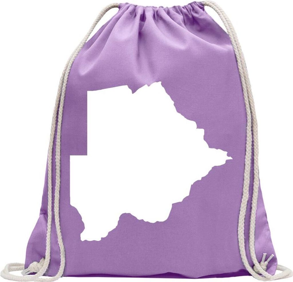 Kiwistar - Turnbeutel - lavendel - Botswana Umriss Kontur - Fun Rucksack Sport Beutel Gymsack Baumwolle mit Ziehgurt