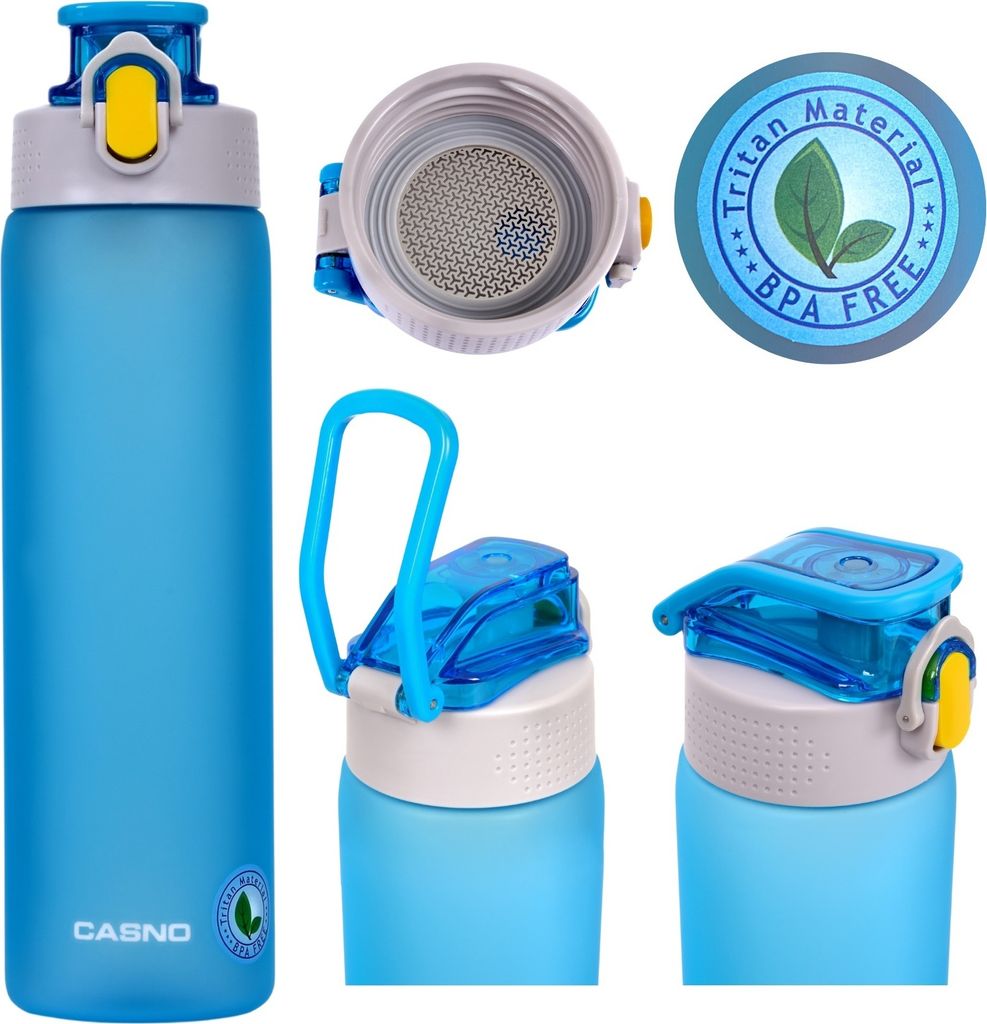 Casno Tennessee Trinkflasche 750 ml, Wasserflasche BPA-Frei, Tritan, gym flasche, Sportflasche für Fahrrad, Outdoor, Fitness, Leicht, Blau.