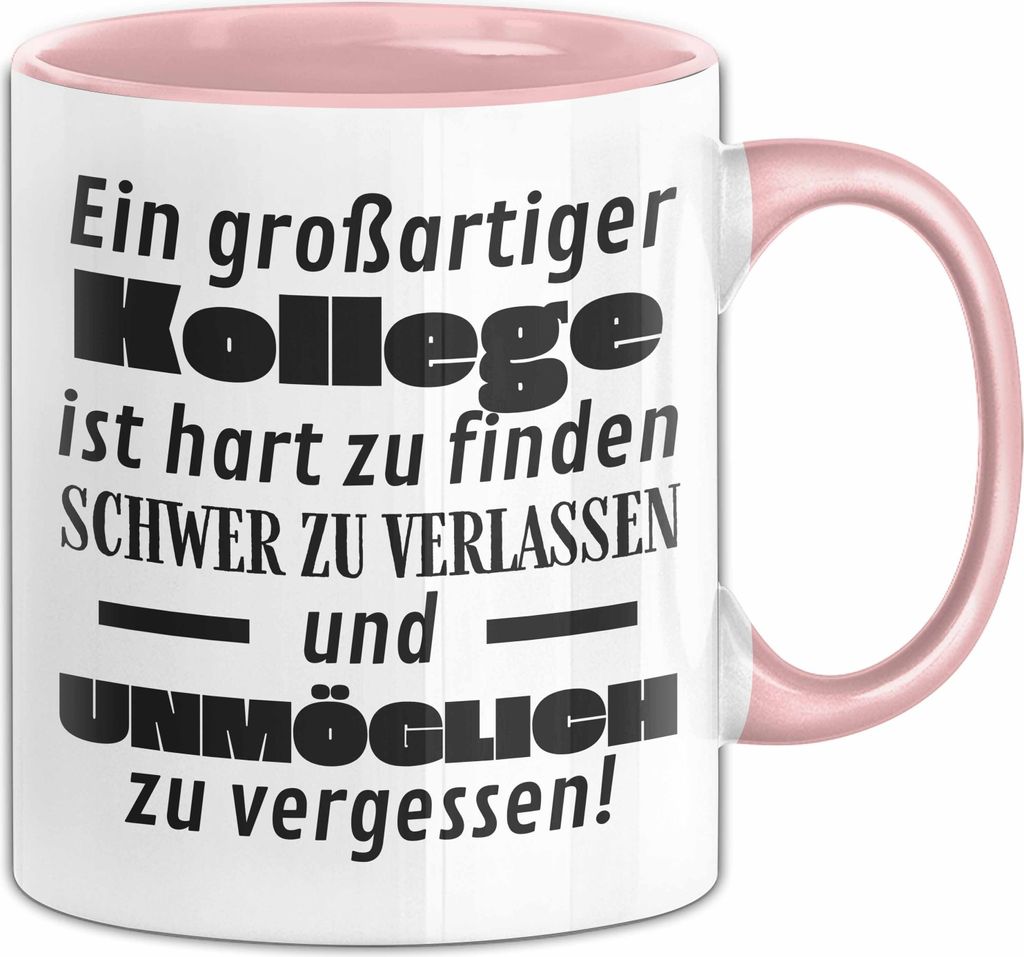 Kollege Abschied Geschenk Tasse Abschiedsgeschenk für Kollege Hart Zu Finden Schwer Zu Verlassen (Rosa)
