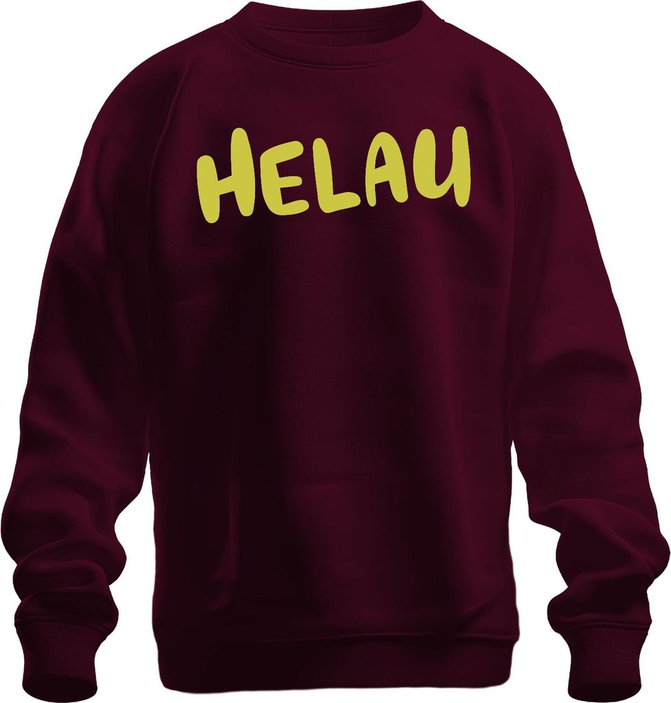 Helau Karneval Fasching Fastnacht Narren Karnevalsparty Gelb Uni Sweatshirt Pullover, Burgundy, XXL