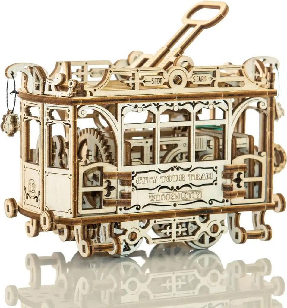 WOODEN CITY 3D-Puzzle Straßenbahn mit Schienen 273 Teile