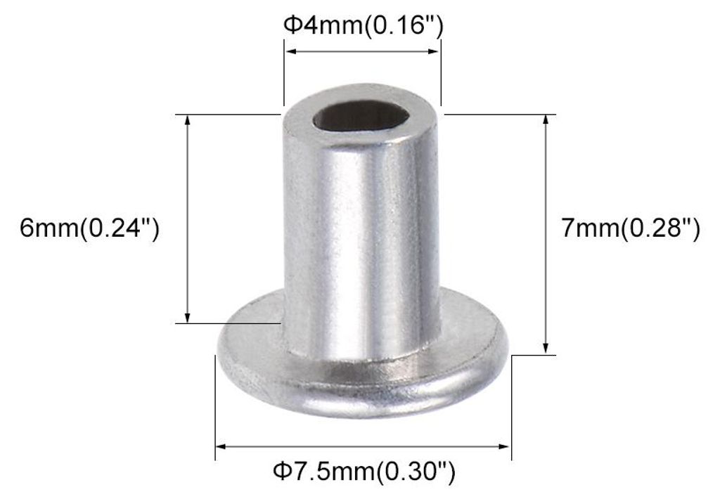 100 Stš¹ck Aluminium Halbhohle Nieten M4x6mm Halbrundnieten Flachkopf-Halbr?hrennieten Silber