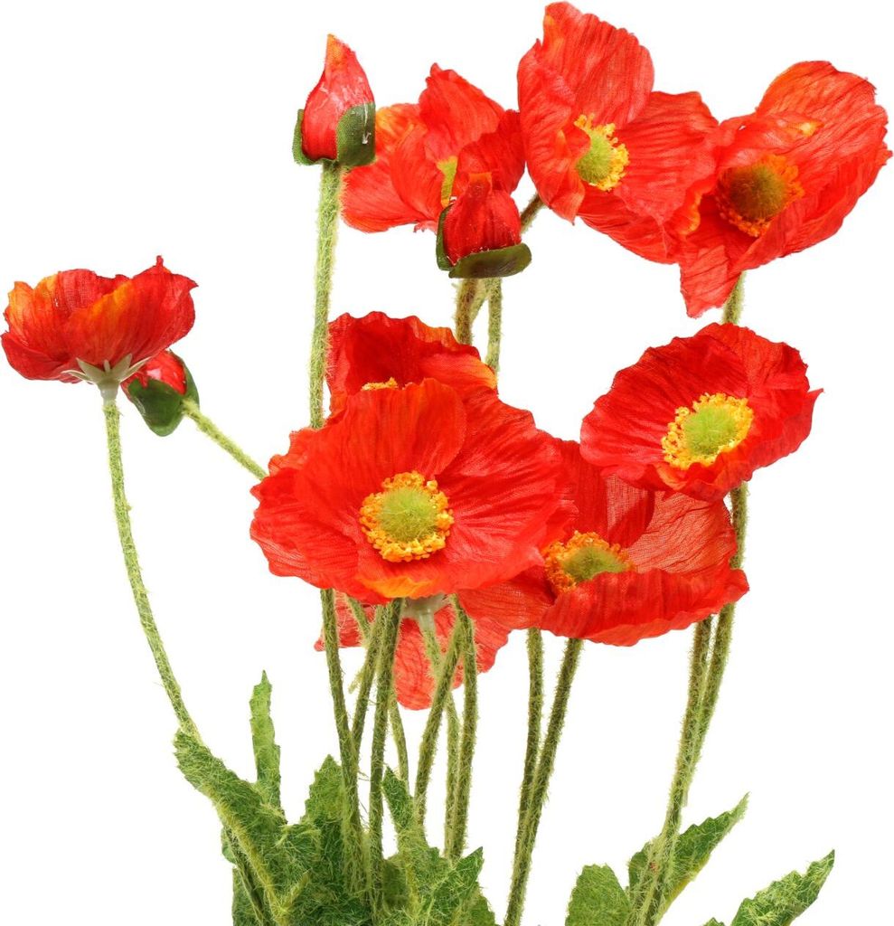 Mohnblume Orange Kunstblume Seidenblume 60cm Set 3 Stück Deko