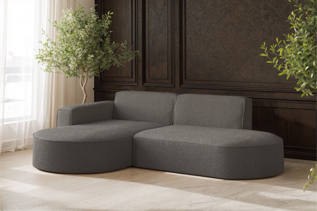 Kaiser Möbel Ecksofa, Sofa L-Form Designer Modena stoff Quelle Graphit Links