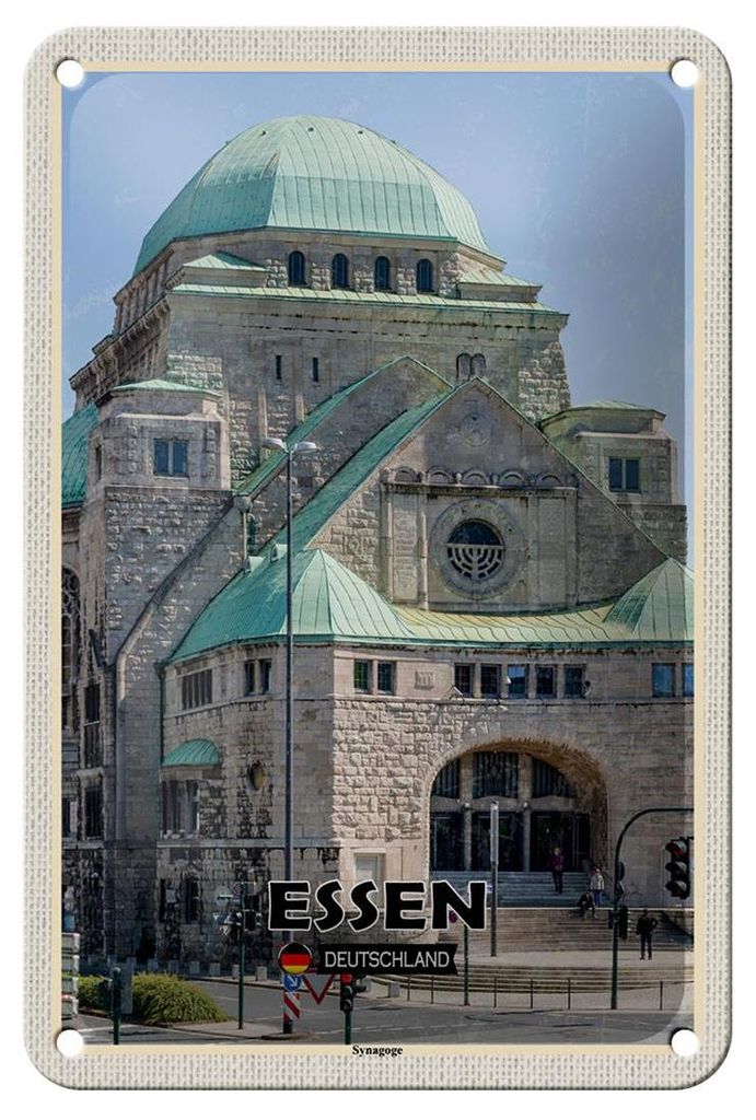 Blechschild Städte Essen Synagoge Architektur Deko 12x18cm Schild