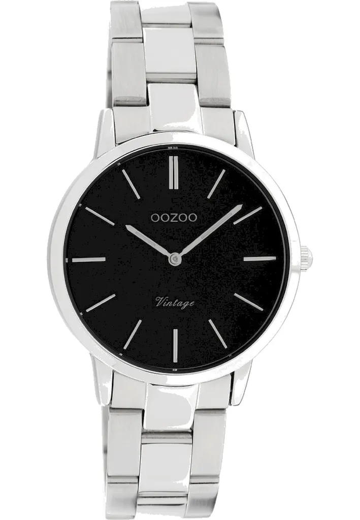 Montre Femme Oozoo C20043 Argentée Noir - Design Extra-Plat et Épuré