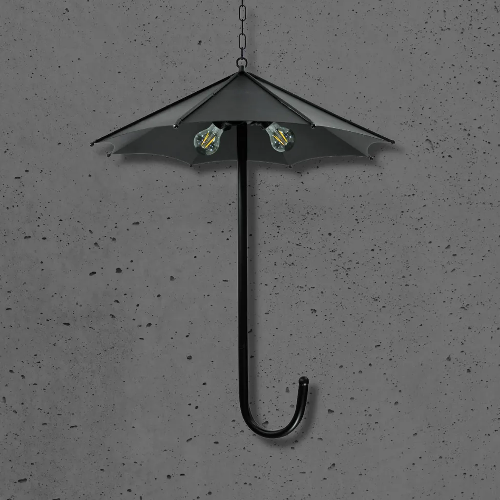 Grande suspension PARASOL en métal noir 165cm éclairage 3 sources E27 - 5