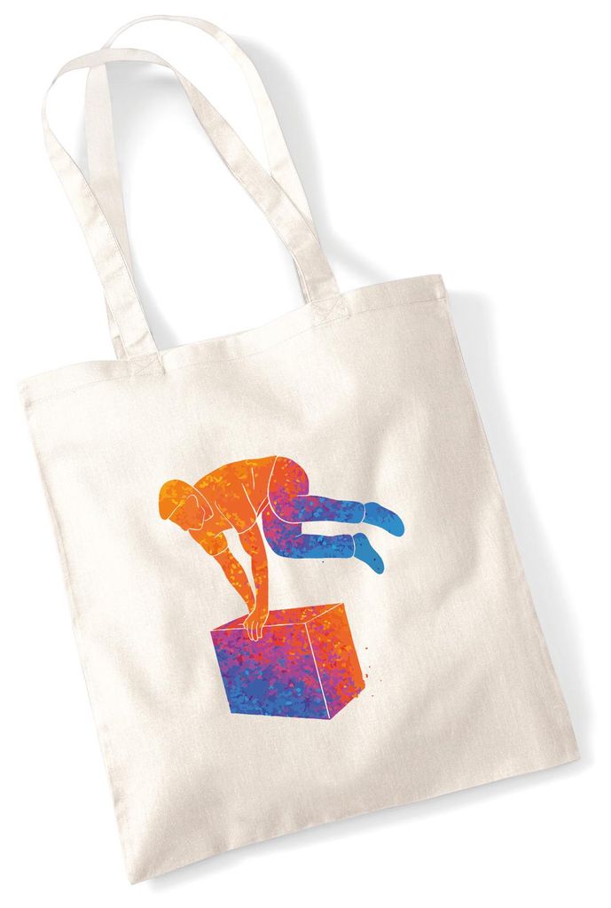 Huuraa Jutebeutel Parkour Freerunning bunte Silhouette 10 Liter Natural Baumwolle Tasche Geschenkidee