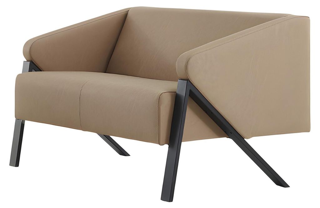 Exklusive Beige Couchgarnitur Designer Ledersofa 2x Polstersessel
