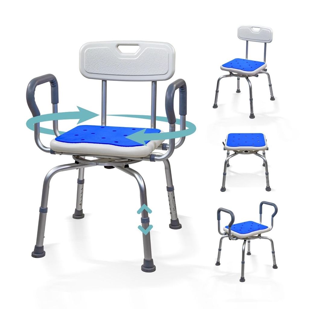 Mobiclinic Drehbarer Duschstuhl 360o Duschhocker Badhocker Höhenverstellbar Rutschfest Akila