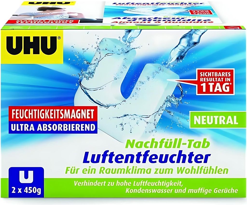 Uhu Luftentfeuchter Nachfüll-Tab Neutral 2x450g Produktbild 