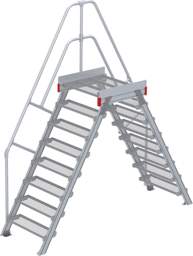 Euroline 512 Überstieg 60° 800mm Stufenbreite 2x8 Stufen Stahl Gitterrost