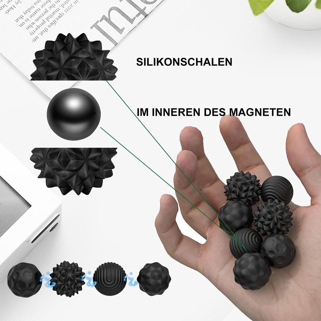 10 Magnetische Fidget-Kugeln Aus Silikon – Anti-Stress-Bälle, Sensorisches Spielzeug Für ADHS, Autismus & Entspannung, In 5 Strukturen 10 Magnetische Fidget-Kugeln Aus Silikon – Anti-Stress-Bälle, Sensorisches Spielzeug Für ADHS, Autismus & Entspannung, In 5 Strukturen