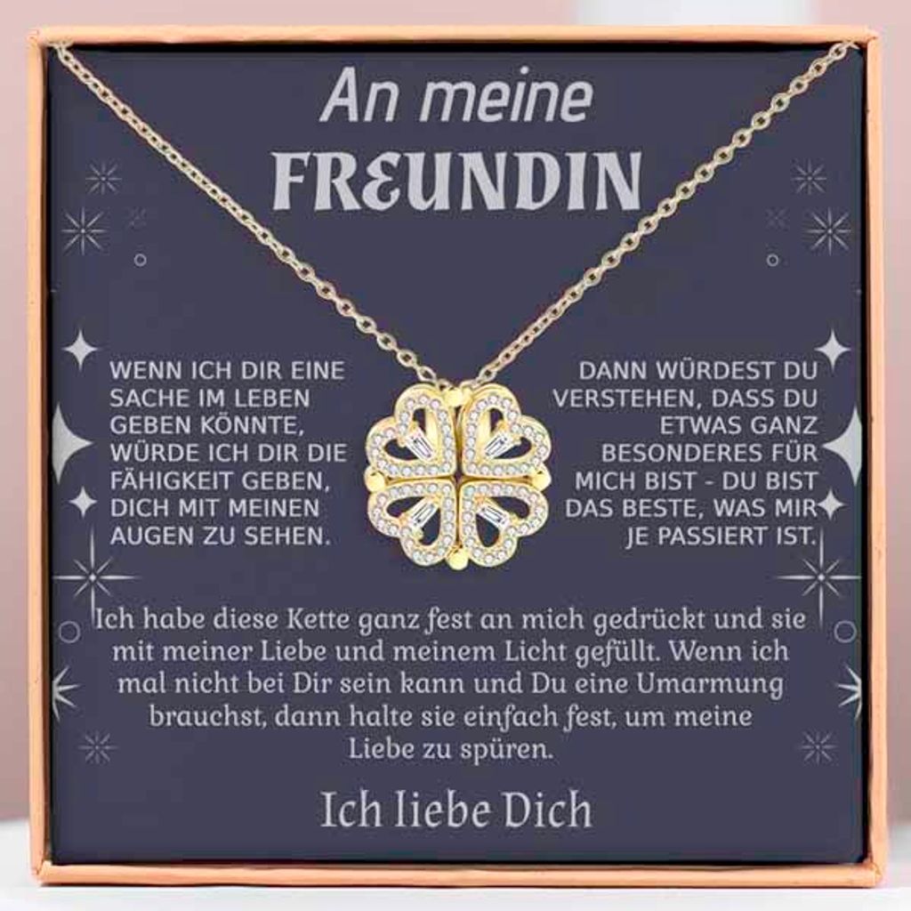collier 2en1 avec motif trèfle et cœur - A mon amie - Image du produit 