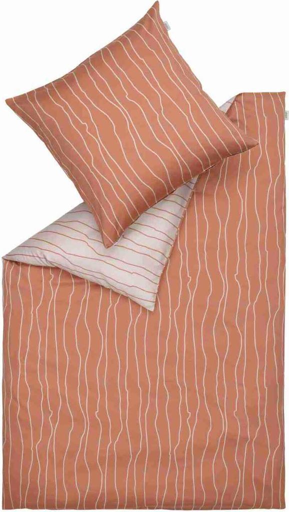 Satin-Wende-Bettwäsche - Apricot - Beige - Baumwolle - 135 x 200 cm - mit Reißverschluss