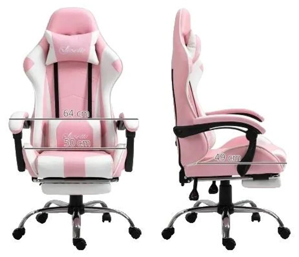 Chaise gaming rose pour joueuse et streaming setup ergonomique ajustable