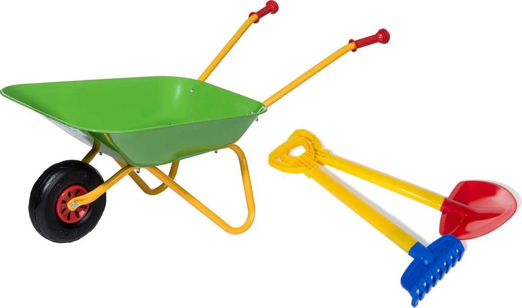 Kolieskový trakař Rolly Toys s lopatou a hrabľami, kovový Obrázok produktu 