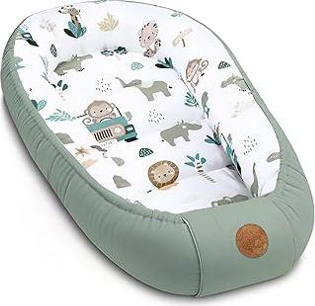Babynest babynestchen neugeborene 90 x 50 cm baby nestchen tragbar nest für bett kinder kuschelnest coccon für Jungen und Mädchen Afrika Blau