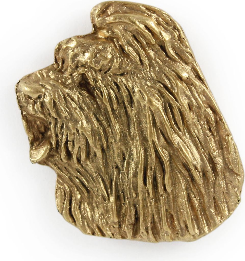Altenglischer Schäferhund, Bobtail - Vergoldete Brosche, eleganter Hundeschmuck, einzigartige Brosche der Marke Art-Dog